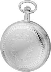 Taschenuhr Doppeldeckel Skelett mechanisch mit Kette und Etui Silber, Silber