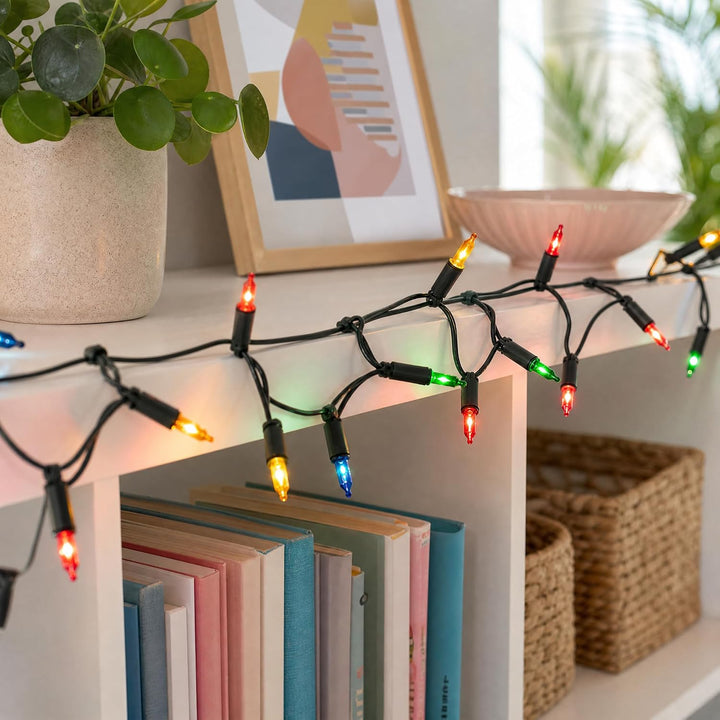 hellum Lichterkette innen mit 50 LED, mini Lichterkette bunte Lichter beleuchtete 7,35m, Lichterkett