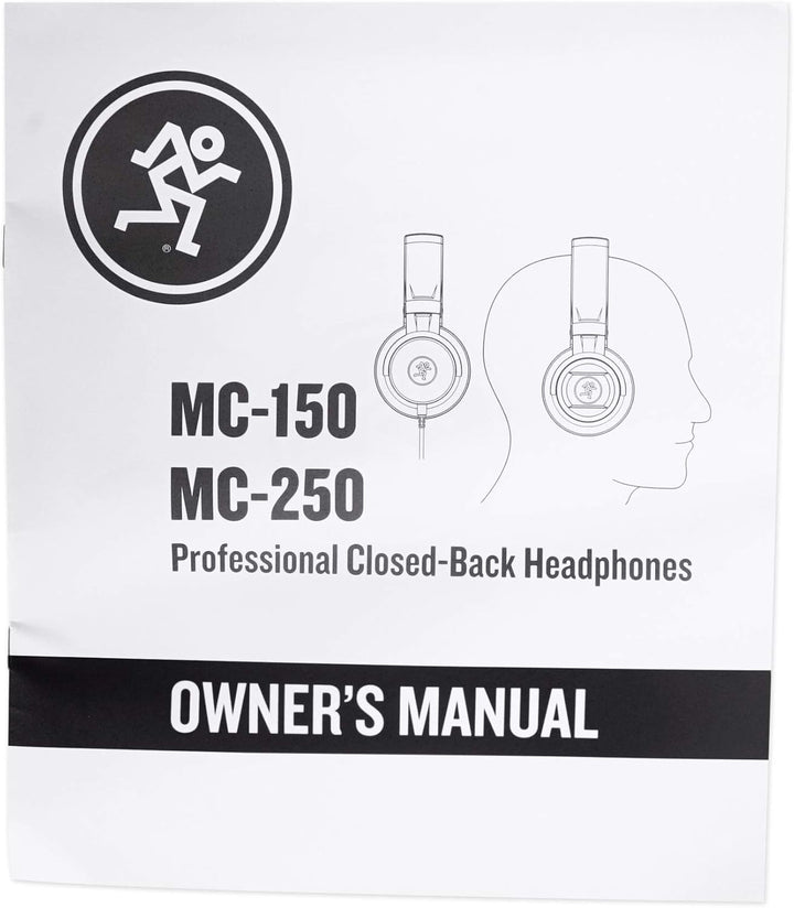 Mackie MC-250 Geschlossene Studio-Kopfhörer, Schwarz MC-250 (8 Hz - 20 kHz) Single, MC-250 (8 Hz - 2