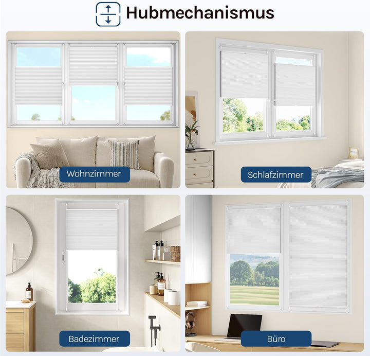 WOLTU Wabenplissee ohne Bohren verdunkelung Thermo Doppelplissee Klemmfix Zweifarbig 50x120cm Weiss-