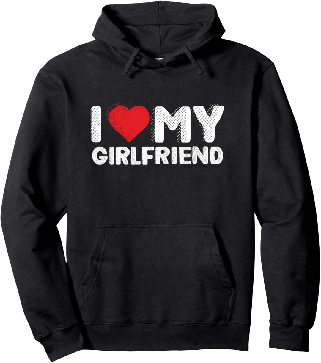 I love my girlfriend red heart cute couple romantic gifts Pullover Hoodie
