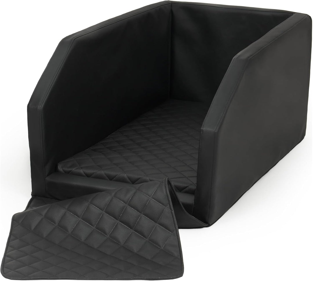 Autohundebett Hunde-Autositz Hundebett Rückbank Hundesitz Anschnallgurt 55x100 (Farbe: schwarz), sch
