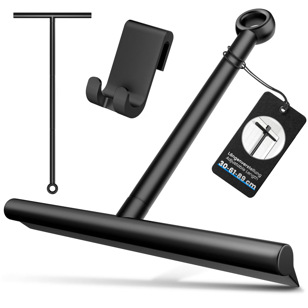 ecooe 30-61-89cm Verstellbarer Duschabzieher, Abzieher Dusche Schwarz, Abzieher Boden mit Halterung,