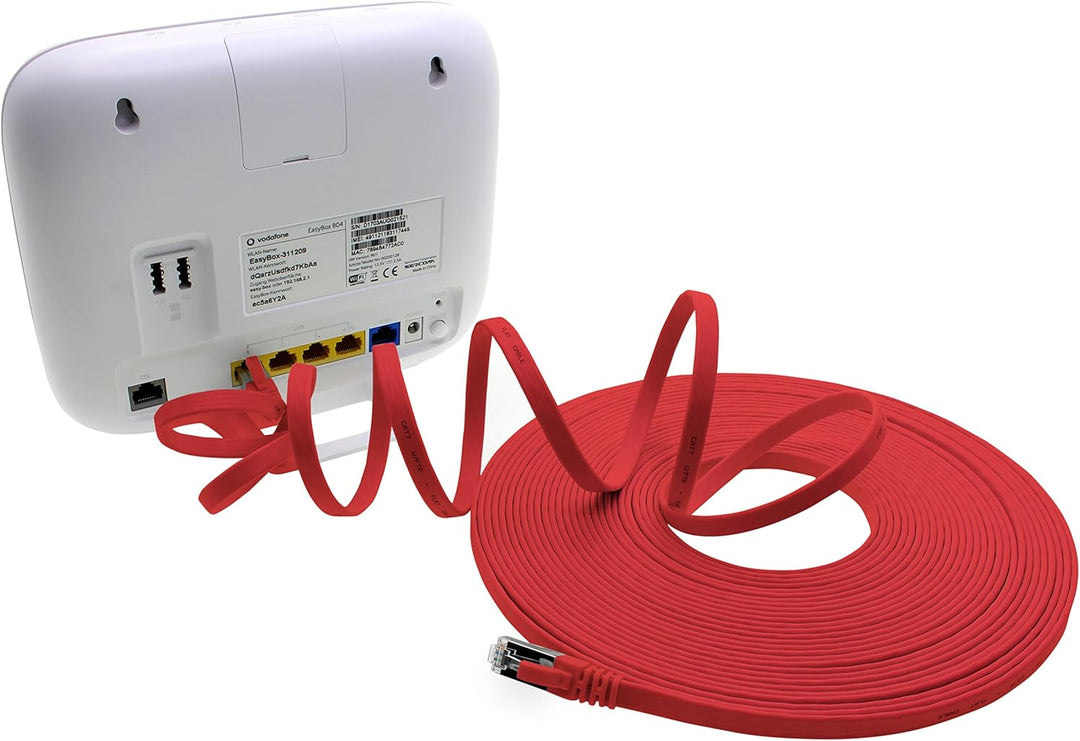 10m - rot - 10 Stück CAT.7 Gigabit Ethernet LAN Flachband Flachbandkabel (RJ45) Netzwerkkabel Rohkab