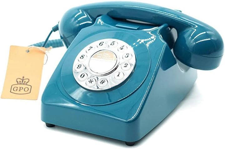 GPO 746PUSHAZU Nostalgie Telefon im 70er Jahre Design Azurblau Azorenblau Einzelbett, Azorenblau Ein
