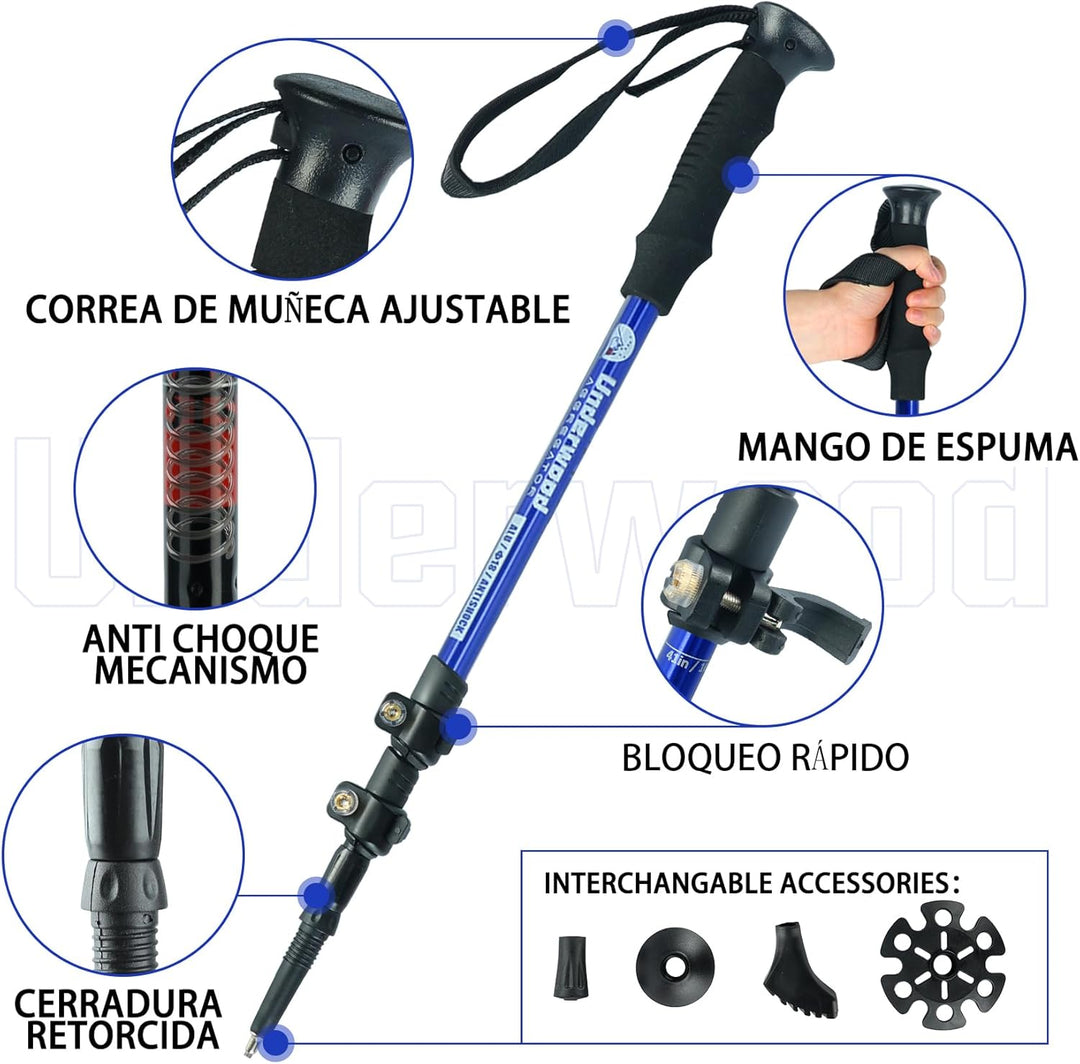 Nordic Walking Stick für Damen und Herren, Teleskop 2 Stück Wanderstöcke für Trekking, Aluminium Wan