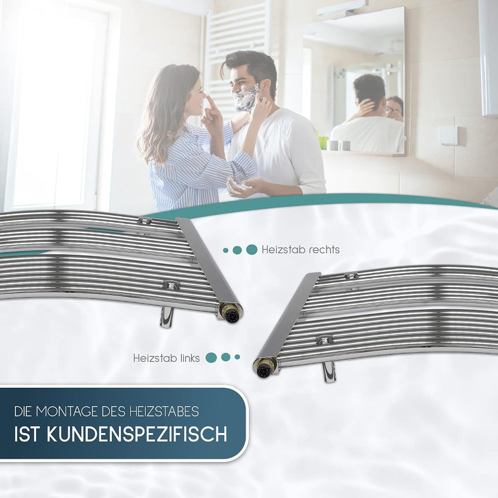 anapont elektrischer Badheizkörper - chrom gebogen - Timer-Funktion - Handtuchheizkörper - Badheizun