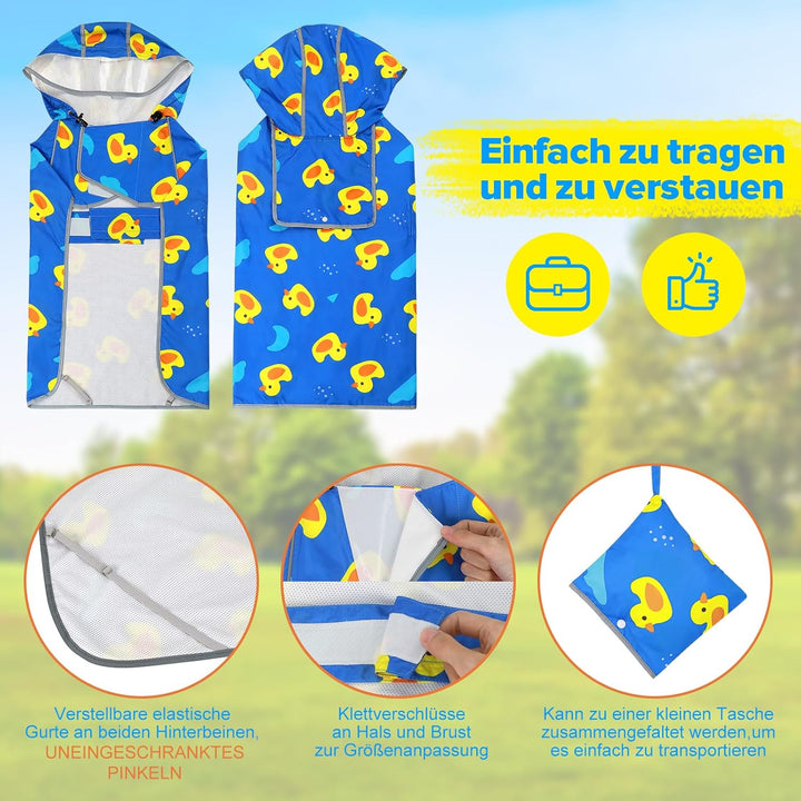 Weesiber Hunderegenmantel, Einstellbare Regenmantel Hund, Wasserdichter Regenjacke Hund mit Entenmus