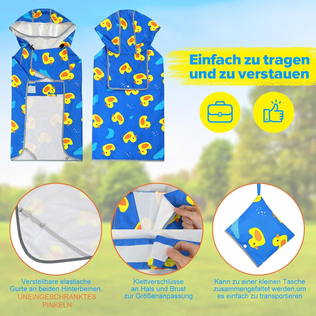 Weesiber Hunderegenmantel, Einstellbare Regenmantel Hund, Wasserdichter Regenjacke Hund mit Entenmus