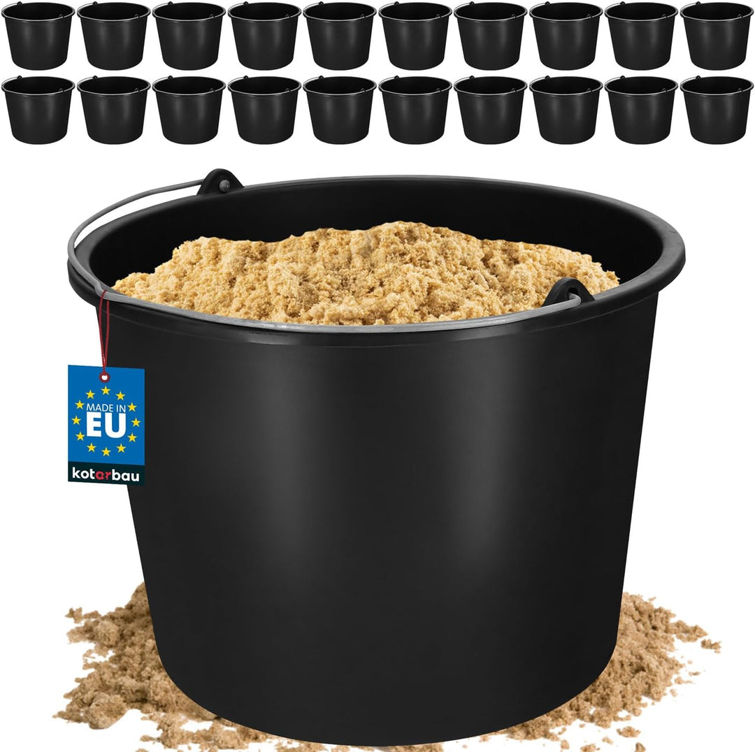 KOTARBAU 20er Set Baueimer 12 L aus Kunststoff Putzeimer Mörteleimer Zementeimer Wassereimer Gartene