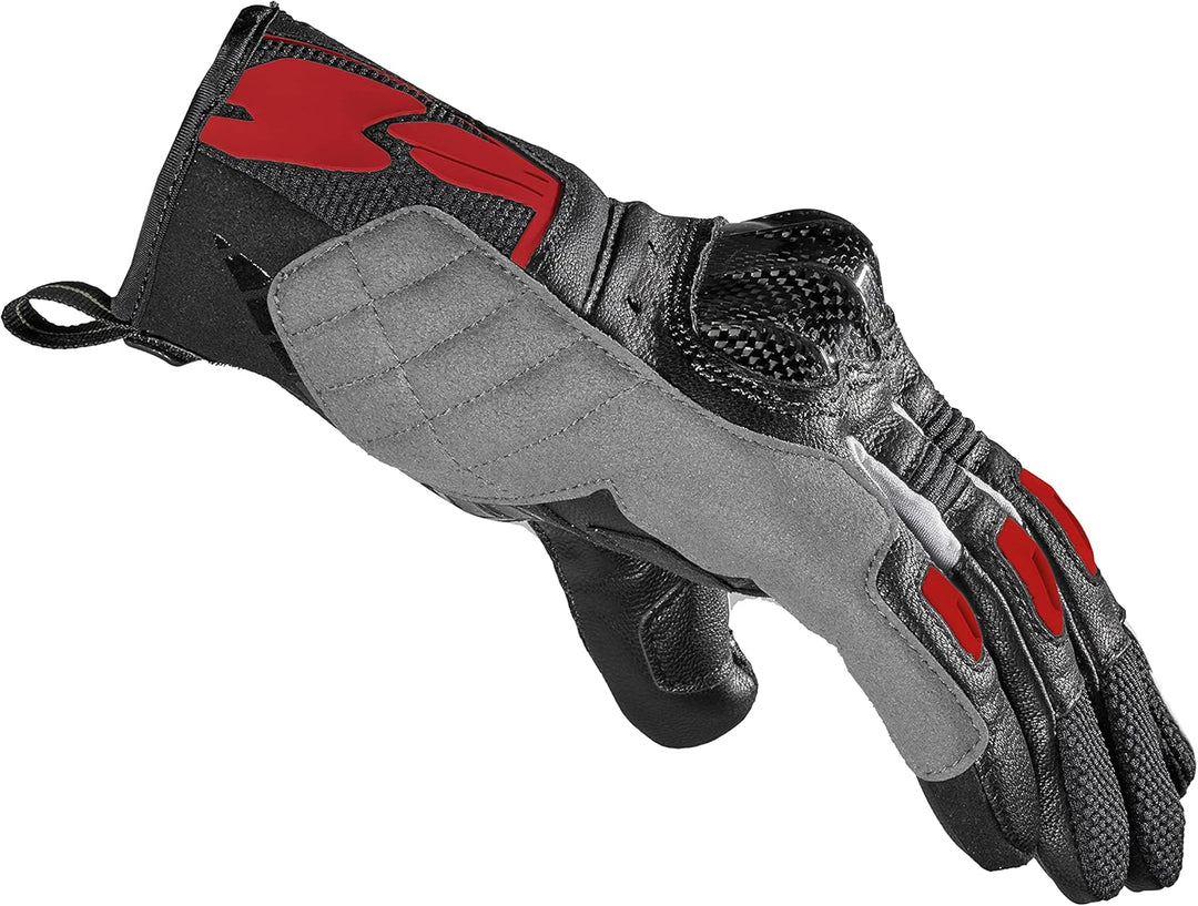 SPIDI Men's Motorradhandschuhe aus Leder mit Protektoren M Rot, M Rot