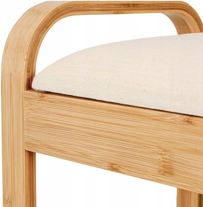 Bambus Schuhregal, Schuhregal aus Bambus mit Sitzbank, Schuhbank mit Sitzkissen, Sitzbank mit einer