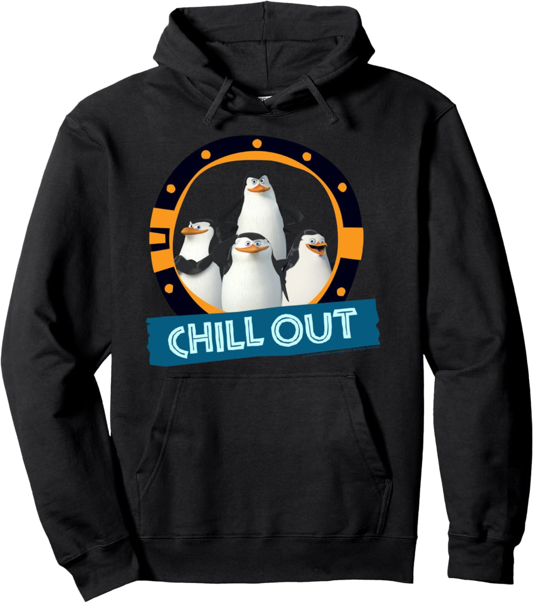 Madagascar Penguins Chill Out Text Poster Pullover Hoodie