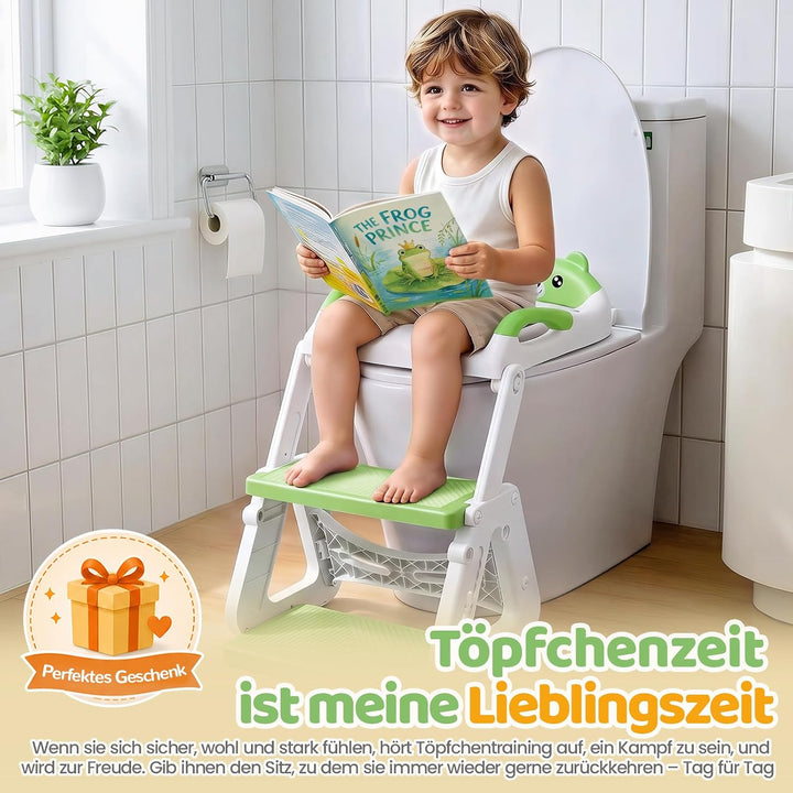 Orzbow Toilettensitz Kinder mit Treppe, Stabil Kinder Toilettensitz mit Dreiecksstruktur, Verlängert