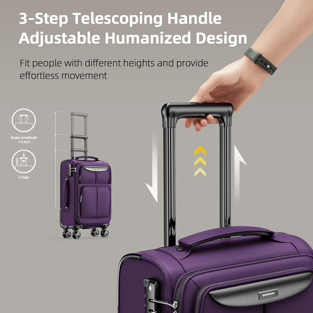 SHOWKOO Kofferset 3 Teilig Stoffkoffer Weichschale Erweiterbar Reisekoffer Leicht Haltbar Trolley Ha