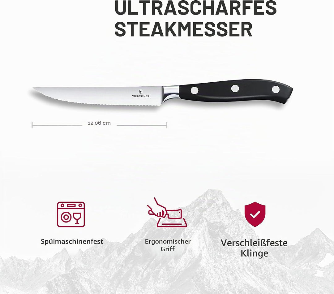 Victorinox, Grand Maître, Profi Tomaten- und Steakmesser, Extra Scharfe Klinge, Wellenschliff, 12 cm