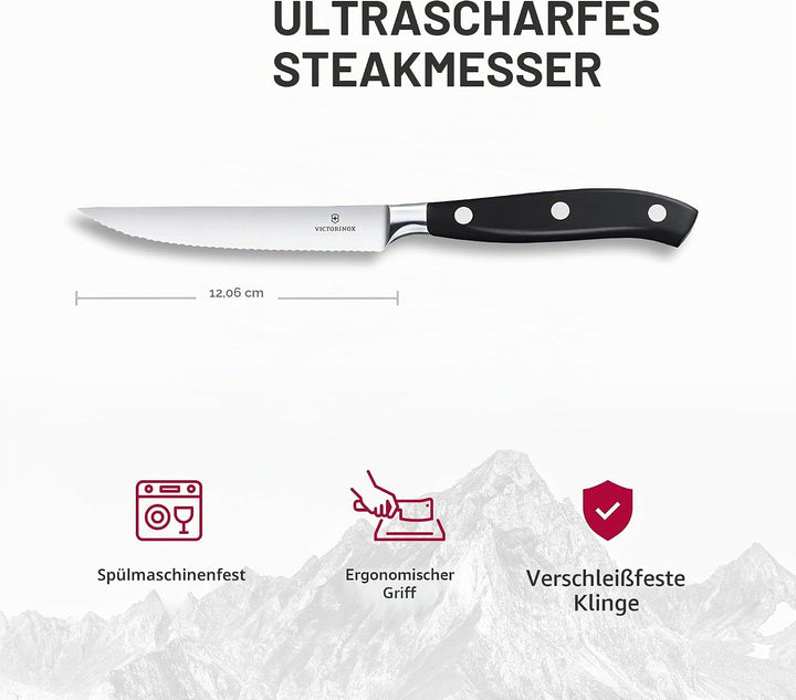 Victorinox, Grand Maître, Profi Tomaten- und Steakmesser, Extra Scharfe Klinge, Wellenschliff, 12 cm