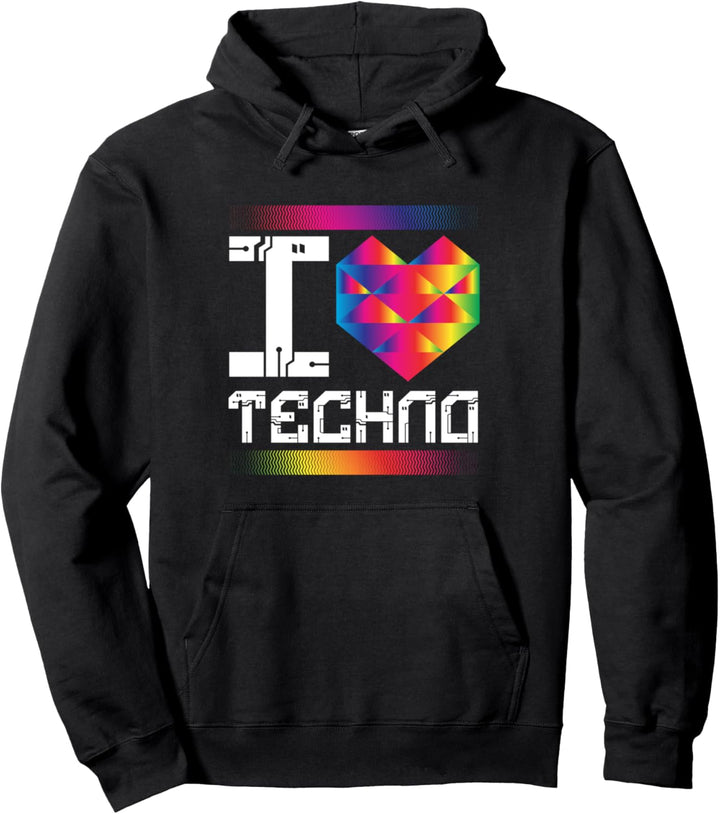 I Love Techno Elektronische Musik Rave Festival Raver Pullover Hoodie