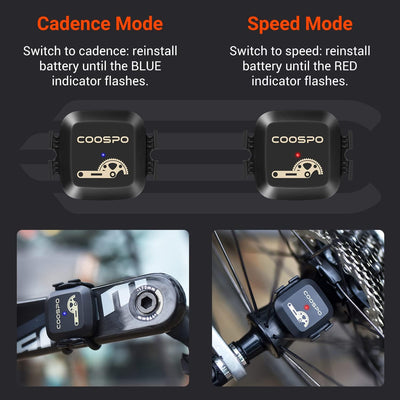 COOSPO Fahrrad Geschwindigkeitssensor und Trittfrequenzsensor Bluetooth ANT+, Cadence Speed Sensor I