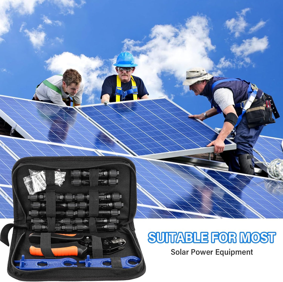 Solar Crimpzange Set für 2.5/4/6mm² PV Kabel,14 Paar Kabelstecker,12 Paar Männlich/Weiblich Stecker