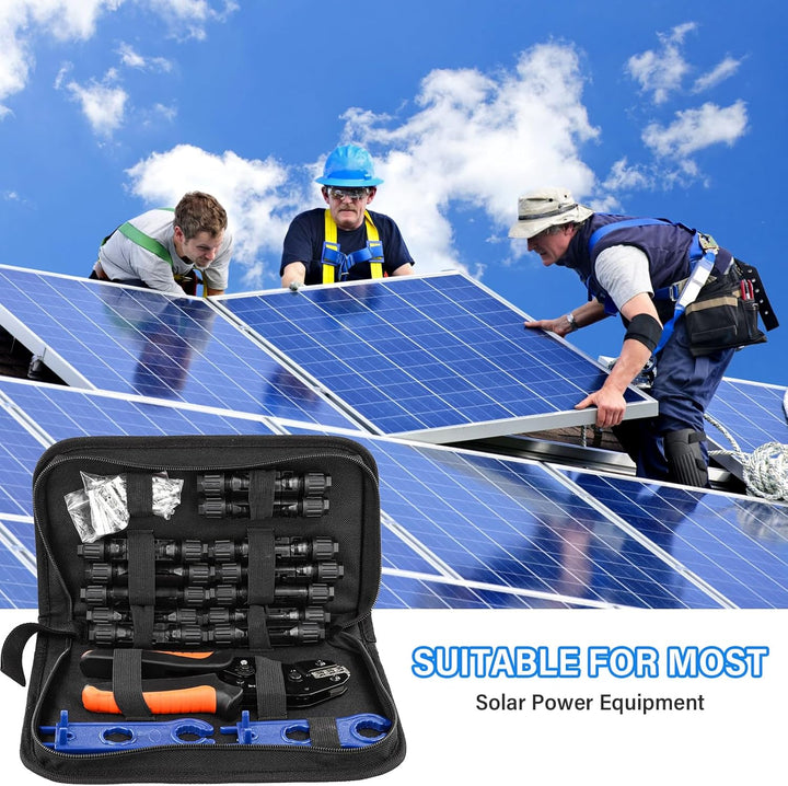 Solar Crimpzange Set für 2.5/4/6mm² PV Kabel,14 Paar Kabelstecker,12 Paar Männlich/Weiblich Stecker