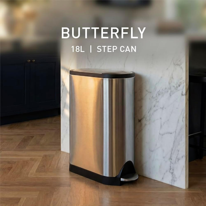 simplehuman CW2058 18 Liter, schmetterling Treteimer, Mülleimer Küche, Abfalleimer, Mülltrennsystem,