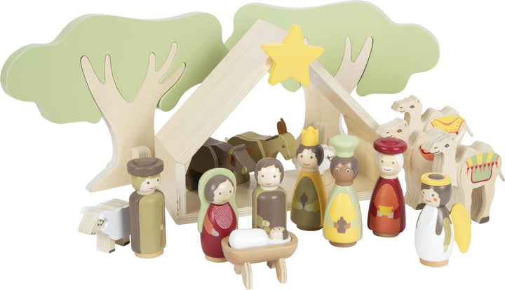 Small Foot Spielset Weihnachtskrippe aus Holz, kindgerechte Weihnachtsdekoration, 12356
