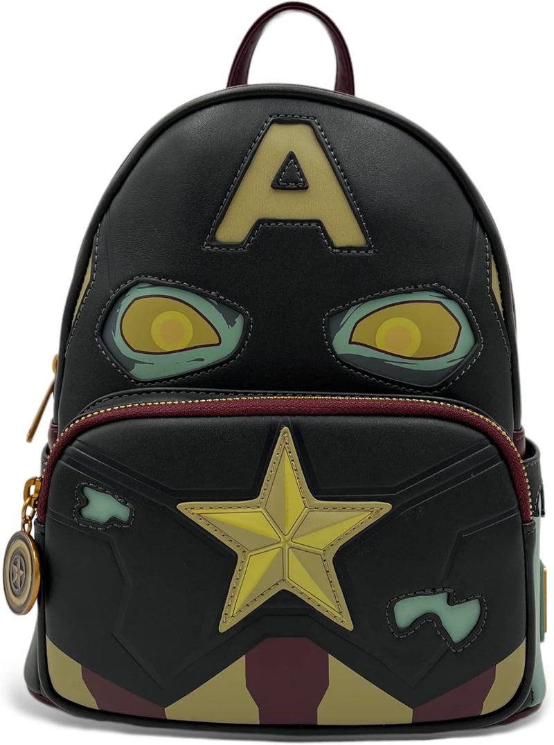 Loungefly GT Exclusive Marvel What If? Zombie Captain America Glow in the Dark Cosplay Mini Rucksack