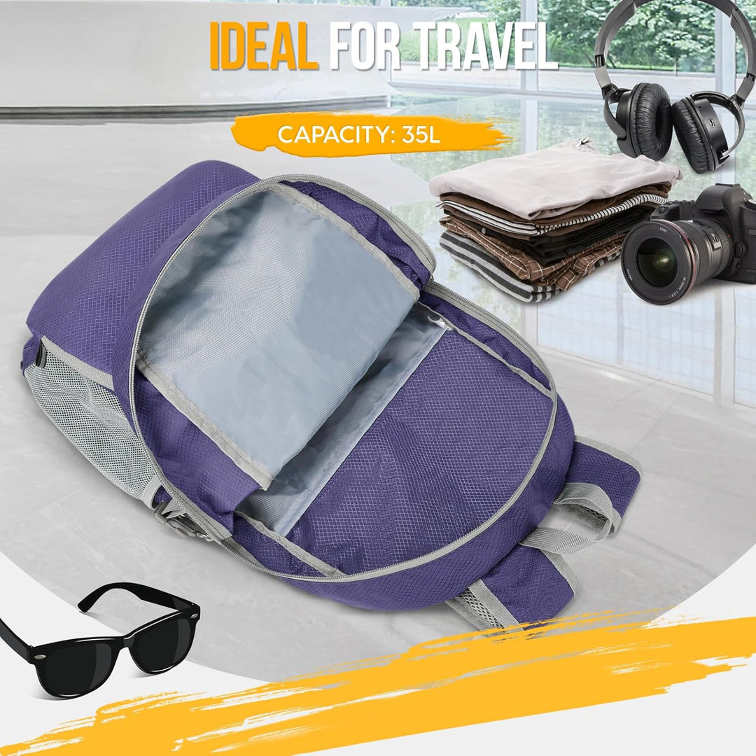ZOMAKE 35 L Leicht Faltbarer Rucksack Packbare Backpacks, Kleiner Rucksäcke Wanderrucksack Wasserdic
