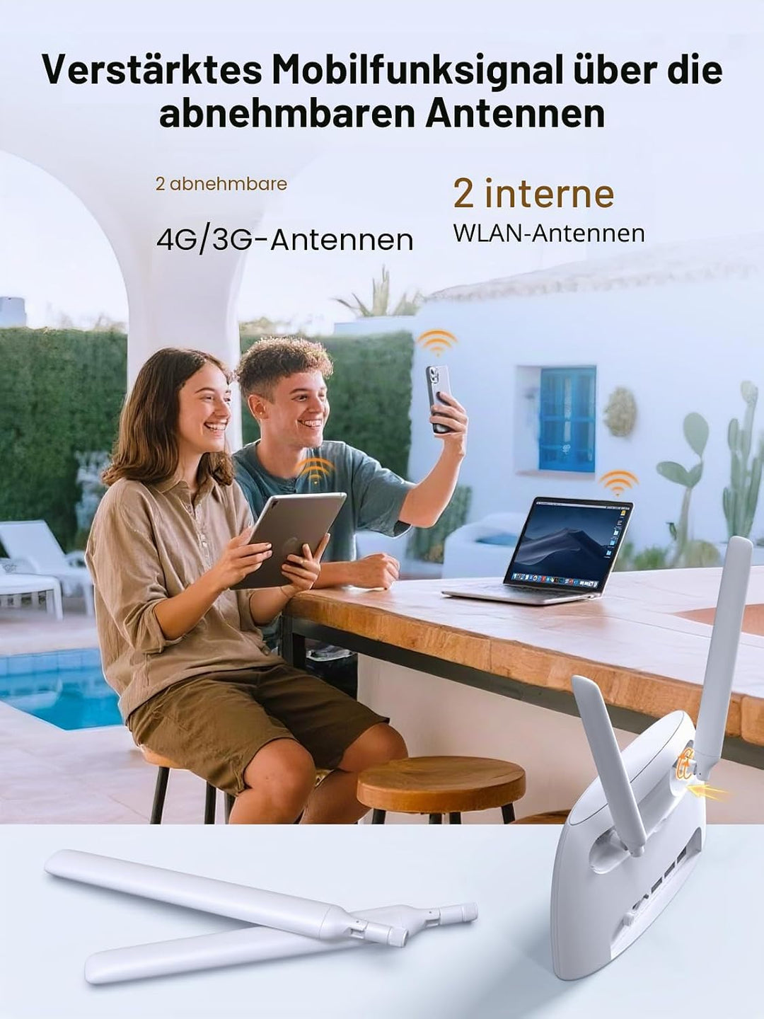 Tenda 4G06 4G VoLTE WLAN Router für SIM Karten (150 Mbit/s im Download, 50 Mbit/s im Upload, 300 Mbi