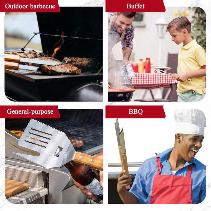 5-in-1 BBQ Werkzeug – Grillzubehör Set mit Spachtel, Messer, Gabel, Fleischklopfer & Flaschenöffner