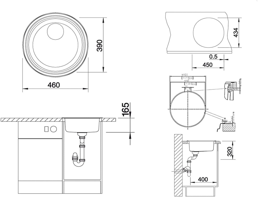 BLANCO RONDOSOL-IF | Edelstahl | Einbauart: Einbau von Oben & Flächenbündig & Unterbau | ohne Ablauf