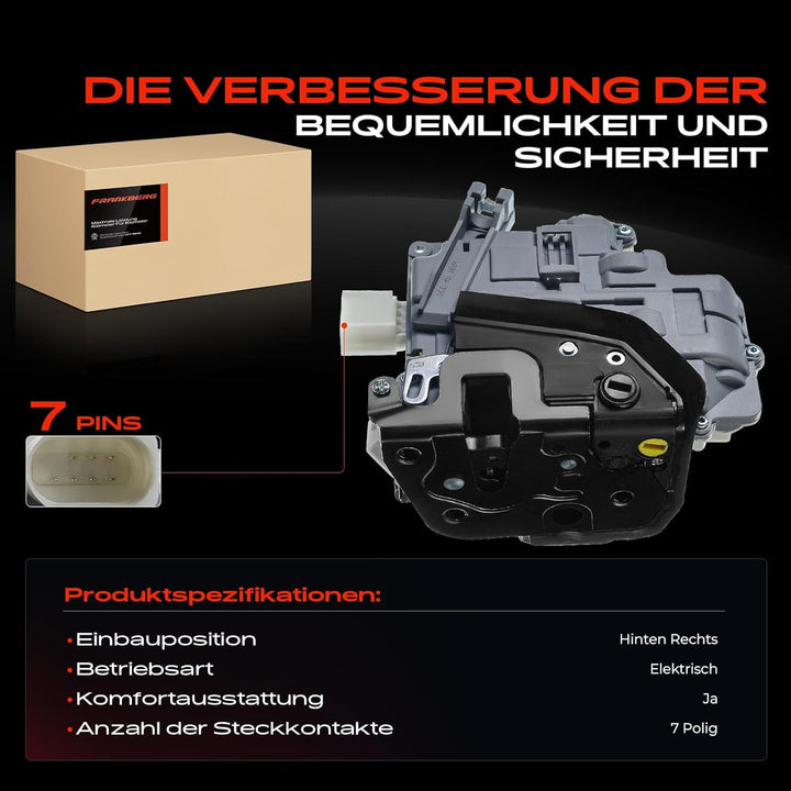 Frankberg 1x Türschloss Stellmotor Hinten Rechts Kompatibel mit A3 2006-2013 A4 2002-2009 A6 2004-20