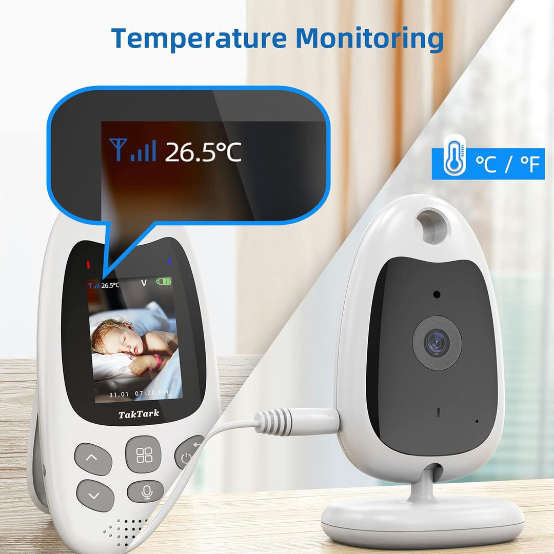 TakTark Babyphone mit Kamera, Babyfon mit Kamera 2'' Video Baby Monitor, Kamera und Audio Babyphone