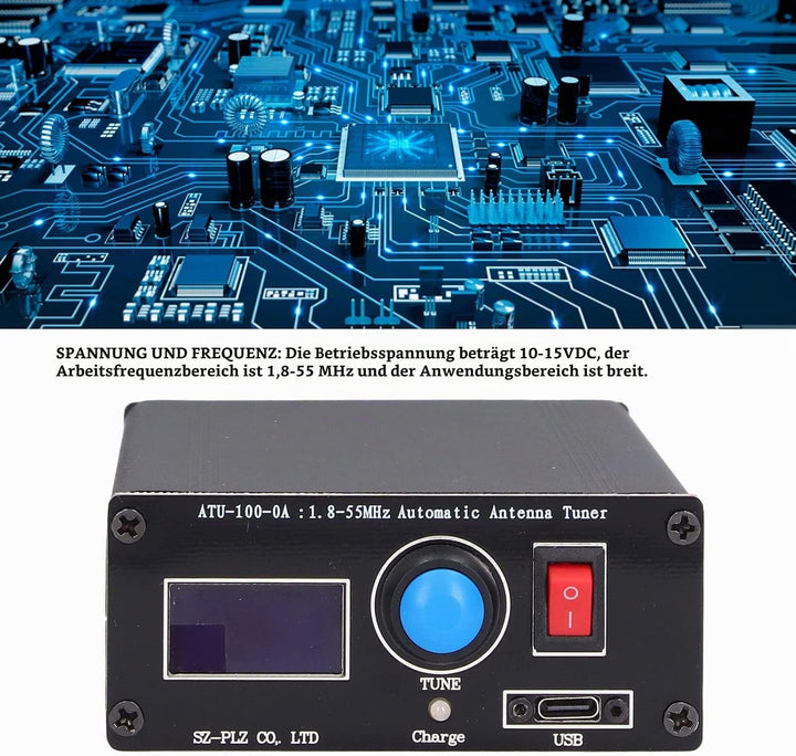 ATU‑100 Automatischer Mini‑Antennentuner 0,96 Zoll Display Radio Automatischer Antennentuner mit USB