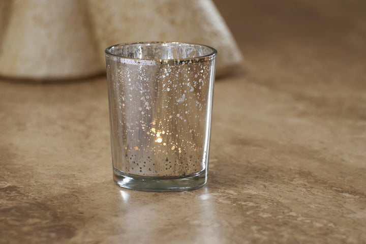 Artis Mercury Glas Votive Kerze Teelichthalter 2.75 "H Set von 12 Speckled Silber für Hochzeiten, Pa