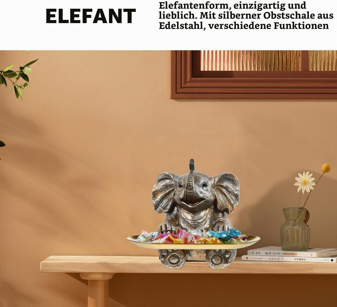 Süssigkeiten Tablett Deko: Elefanten Skulptur Schlüsselschale Süssigkeitenschale Bonbonservierer Sch