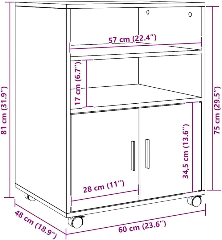 vidaXL Rollschrank, Büroschrank mit Stauraum, Aktenschrank für Wohnzimmer Büro, Bürocontainer Schran
