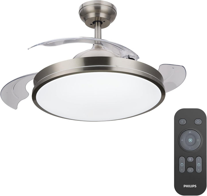 Philips LED Bliss DC-Deckenleuchte Ventilator, 28W, Nickel