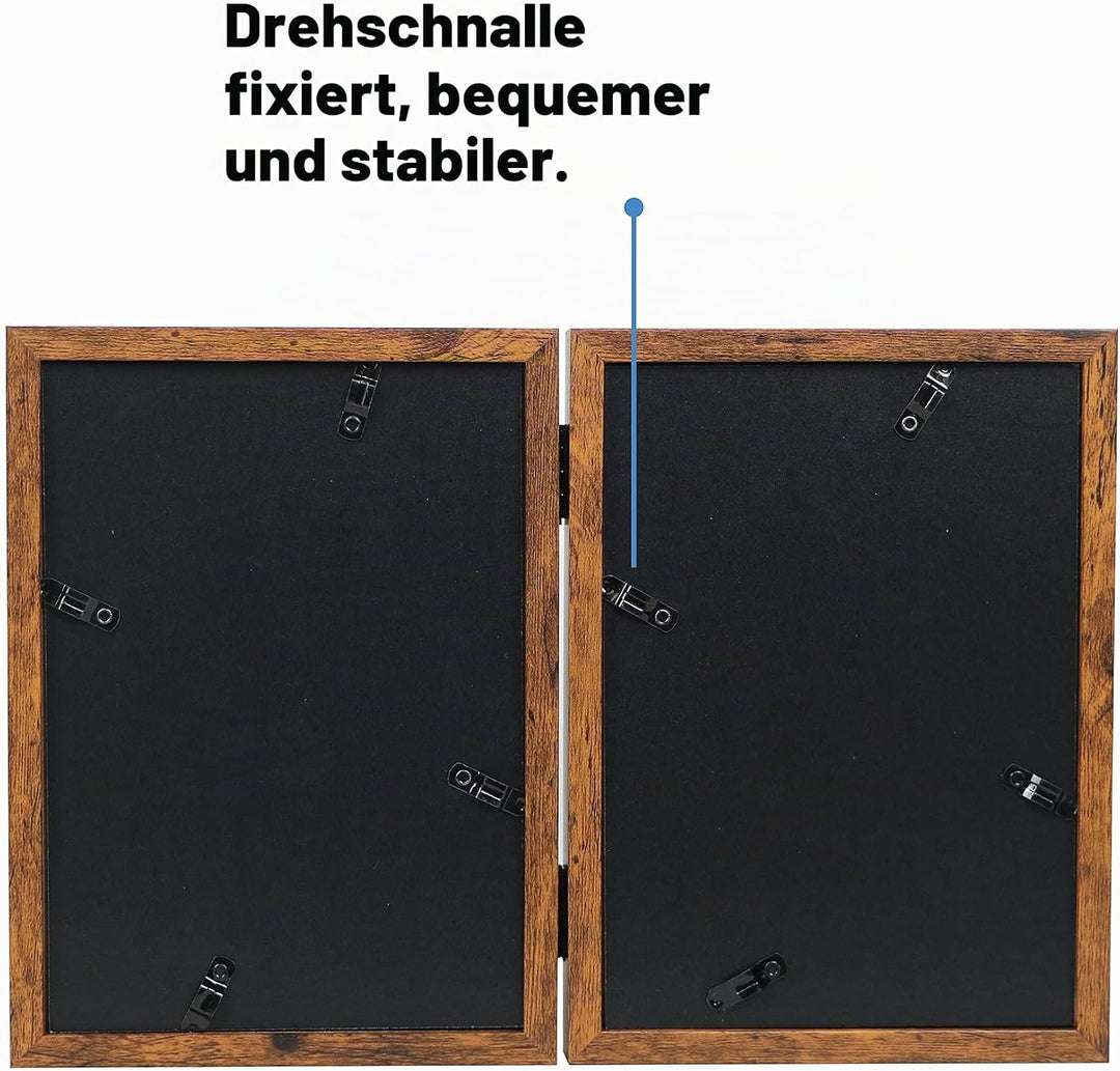 13x18 Bilderrahmen für 2 Fotos faltbar Braun Bilderrahmen Collage Doppel Bilderrahmen Shadow Box für