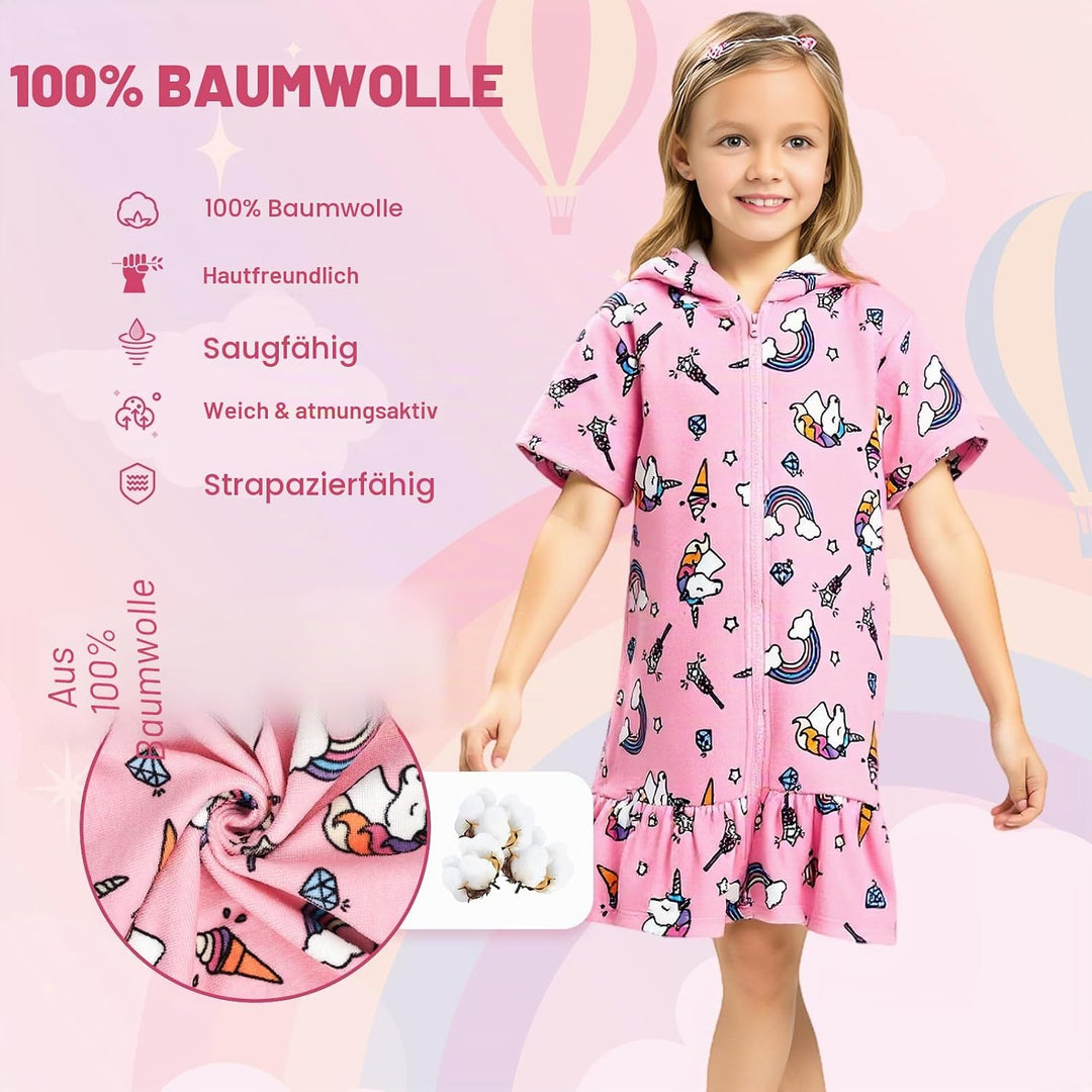 MOEMOE BABY Badeponcho Kinder mit Kapuze 100% Baumwolle Kapuzenbadetuch für Zuhause &amp; Schwimmbad, Ki