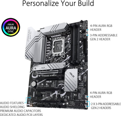 ASUS Prime Z790-P CSM Mainboard Sockel Intel LGA1700 (ATX, PCIe 5.0, DDR5 Speicher, 3x M.2, HDMI, Di