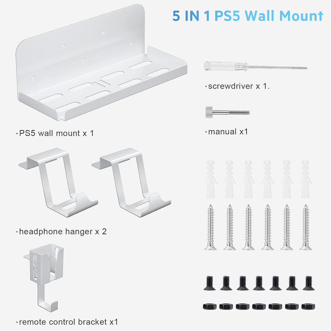 Aceshop Wandhalterung PS5,5 IN 1 Wandhalterung Set für Playstation 5 (Disc und Digitale) Robust Stah