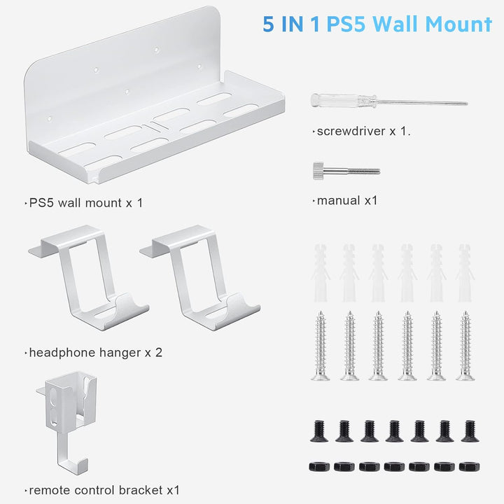 Aceshop Wandhalterung PS5,5 IN 1 Wandhalterung Set für Playstation 5 (Disc und Digitale) Robust Stah