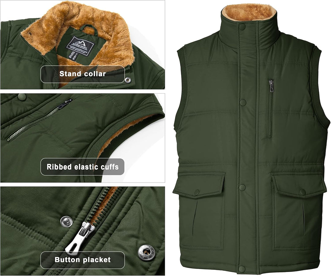 MAGCOMSEN Winterweste Herren Gefüttert Outdoor Weste Warme Fleeceweste Freizeit Ärmellos Jacke Therm