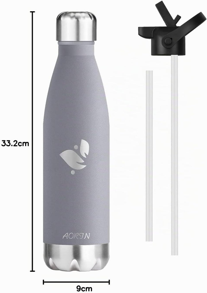AORIN Vakuum-Isolierte Trinkflasche - 350ml/500ml/750ml - Wasserflasche BPA-Frei,24 H Kühlen &amp; 12 H