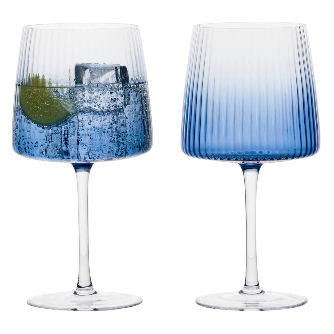 Set mit 2 Empire Blue Gin-Gläsern – Premium Blue Gin-Gläser Gingläser Blau, Gingläser Blau
