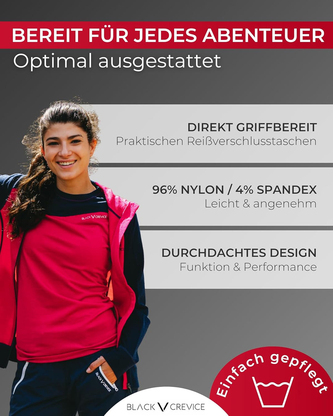 Black Crevice Trekking-Shorts Damen I Wandershorts Damen kurz I Damen Outdoor-Shorts I wasserabweise