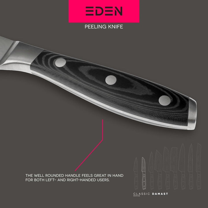 Eden Classic Damast Schälmesser 9 cm Küchenmesser EQ2030-108 Scharfes Schälmesser für Gemüse und Frü