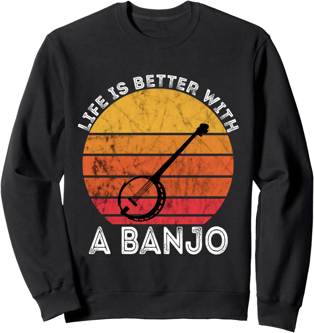 Bluegrass Banjo Country Musik Spieler Retro Vintage Sunset Sweatshirt
